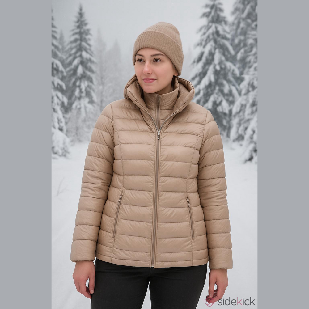 NWT Charter Club Taupe Premium Duck Down Jacket - Women Size Large